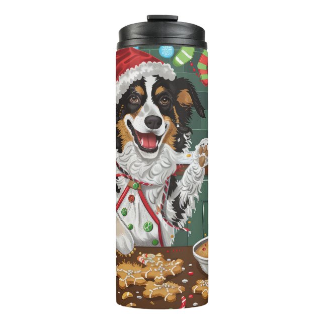 Garrafa Térmica Australian Shepherd Festa de Natal (Frente)