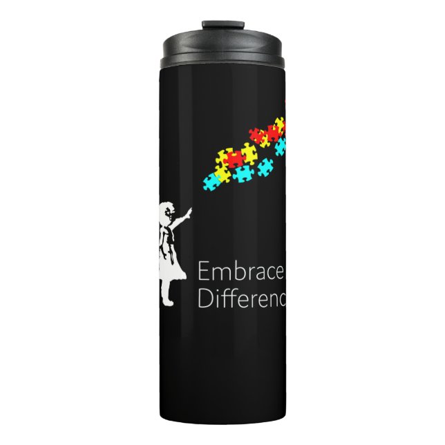 Garrafa Térmica Autismo Quebra-cabeça Piece Tshirt Consciência (Frente)