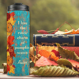 Garrafa Térmica Autumn Leafs & Pumpkins Rustic Inspirational Cote