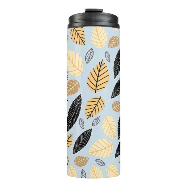 Garrafa Térmica Autumn Leaves: Fundo Azul Invisível (Frente)