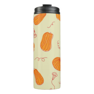 Garrafa Térmica Autumn Pumpkins: Padrão Laranja De Dodle.