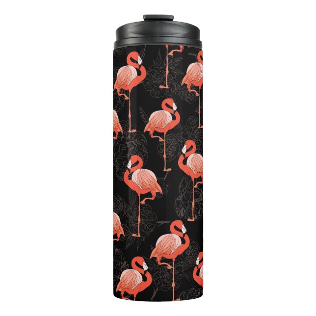 Garrafa Térmica Aves Flamingos: Design de têxteis de vindima (Frente)