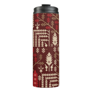 Garrafa Térmica Aves Flores Azul Escuro Padrão