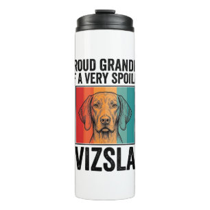 Garrafa Térmica Avô Orgulhoso Vizsla Design Vintage Amante de Cães