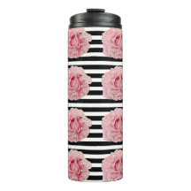 Avryl Fleur Pink Peony Black Strips