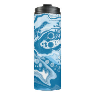 Garrafa Térmica Azul Digital Pour Painting Fluid Art Marble