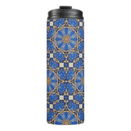Garrafa Térmica Azul Dourado Decorativo