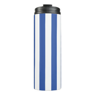 Garrafa Térmica Azul e branco riscado