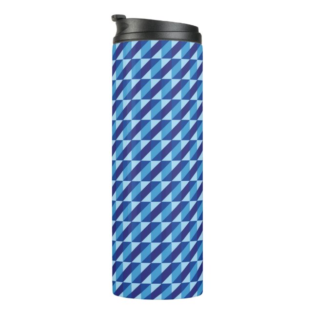 Garrafa Térmica Azul Geométrico Triangular Abstrato Retro Legal (Rotação à direita)