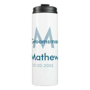 Garrafa Térmica Azul marinho padrinho nome letra data masculino po