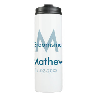 Garrafa Térmica Azul marinho padrinho nome letra data masculino po