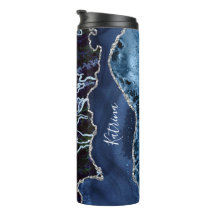 Azul Moderno e Agato Prateado Marvilhado