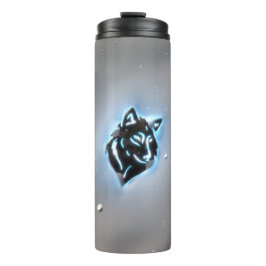 Garrafa Térmica Azul nevado do ícone do lobo