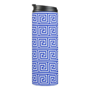 Garrafa Térmica Azul-padrão dos quadrados-chave gregos
