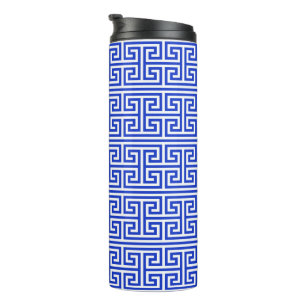 Garrafa Térmica Azul-padrão dos quadrados-chave gregos