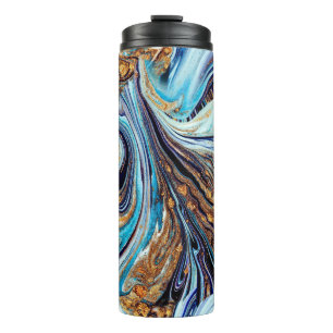 Garrafa Térmica Azul Persa Agate: Textura Luxuosa Oriental