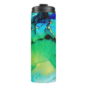 Garrafa Térmica AZUL PERSA, verde chartreuse. Arte muito bonita