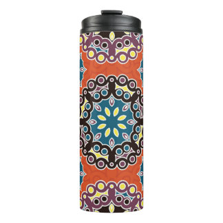 Garrafa Térmica Azulejo árabe, padrão de retalhos vintage.