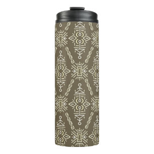 Garrafa Térmica Azulejo De Boho Desenhado À Mão Étnica