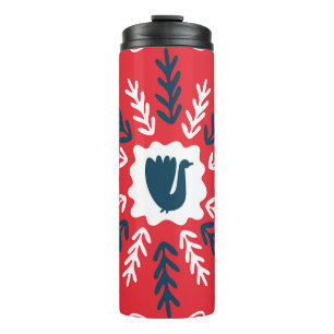 Garrafa Térmica Azulejo de Natal Folk Doodle Art