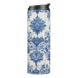 Garrafa Térmica Azulejo Decorativo Azul E Branco