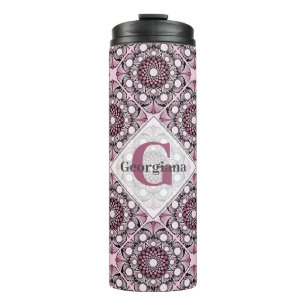 Garrafa Térmica Azulejo Dusky Rosa Cherry Blossom Mandala