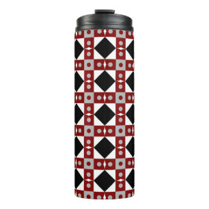Garrafa Térmica Azulejo geométrico em sabão vermelho, preto e bran