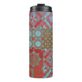 Garrafa Térmica azulejos legal e modernos do Egeu em vermelho e az