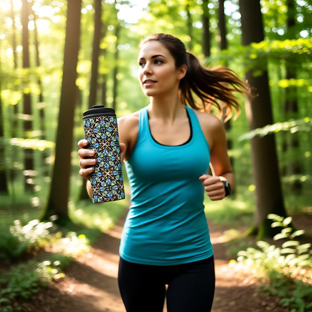 Garrafa Térmica Azulejos orientais, diagonal Azulejos  (Oriental tiles, Azulejos diagonal Thermal Tumbler)