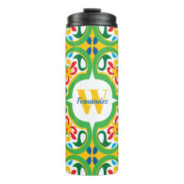 Garrafa Térmica 💛🧡💚 Azulejos, padrão decorativo, personalizado