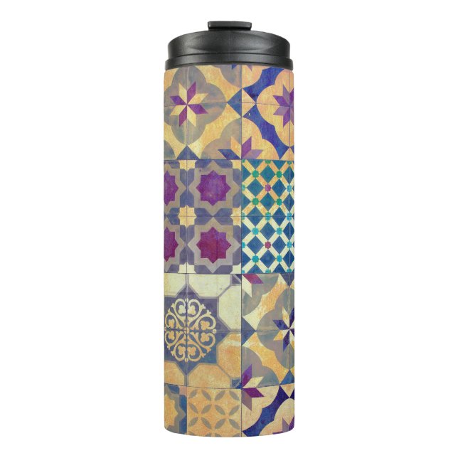 Garrafa Térmica Azulejos tradicionais Coloridos do Mediterrâneo e  (Frente)