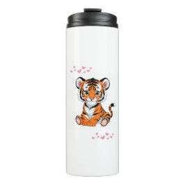 Garrafa Térmica 🐯Baby Tiger Art with Pink Butterflies -