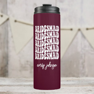 Garrafa Térmica Bachelorreia Personalizada de Bridesmaid Burgundy