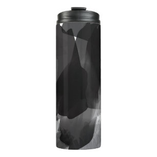 Garrafa Térmica Backgroun Abstrato pintado preto e branco escovado