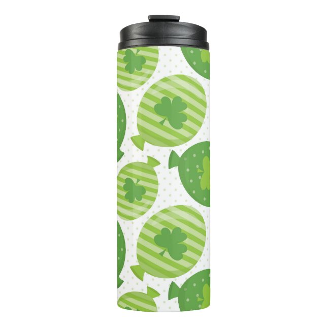 GARRAFA TÉRMICA BAIXAS DE BALÕES VERDES E SHAMROCKS IRLANDESES (Frente)