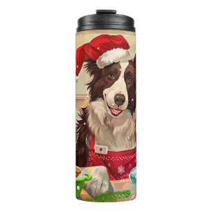 Garrafa Térmica Baking de Natal do Border Collie: Festivo Natal