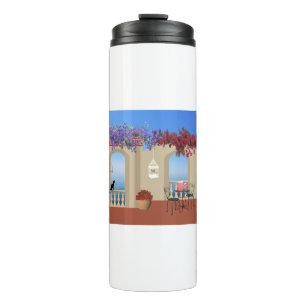 Garrafa Térmica Balcony Outside Flowers Table Tranquility Seaside.