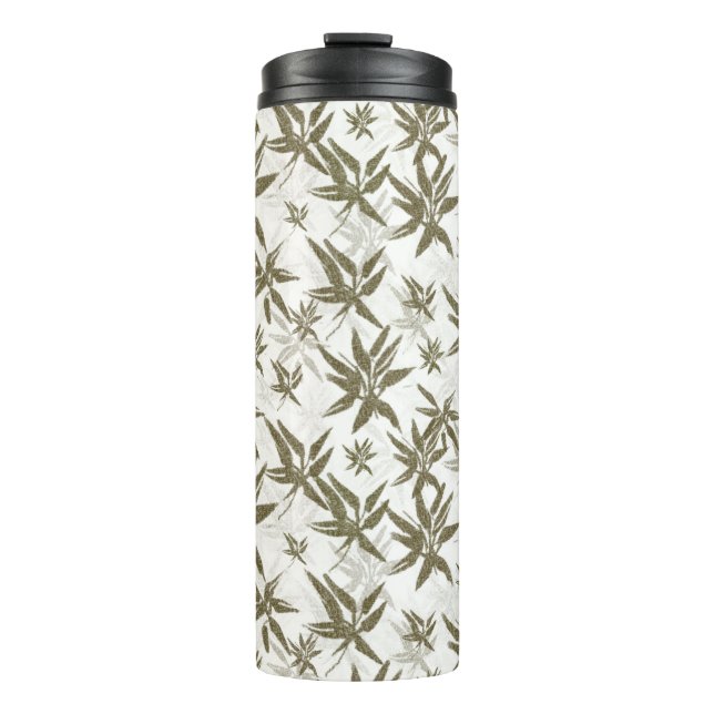 Garrafa Térmica Bambu em White Sheers - padrão de superfície unifo (Frente)