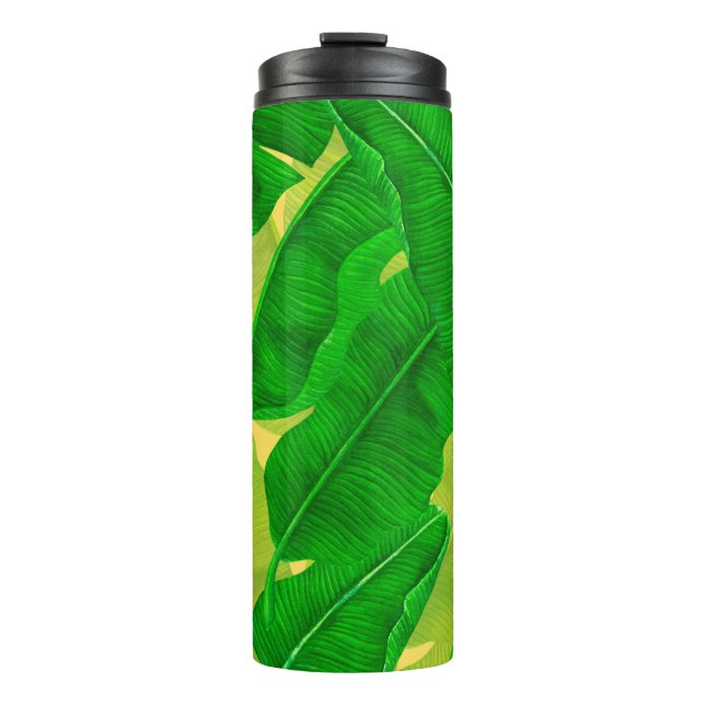 Garrafa Térmica Banana deixa aquarela padrão (Frente)