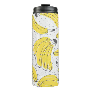Garrafa Térmica Bananas frescas de fundo desenhado à mão. Doodle