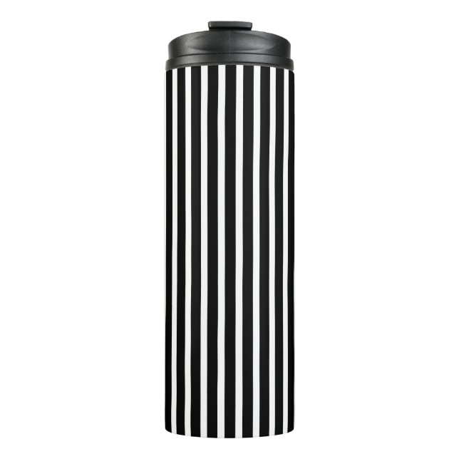 Garrafa Térmica Bandas Verticais Pretas e Brancas (Frente)