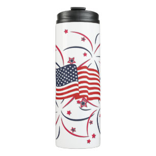 Garrafa Térmica Bandeira Americana e Fogos de Artifício