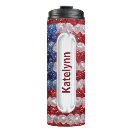 Garrafa Térmica Bandeira Americana Vermelha Branca e Azul de Balas