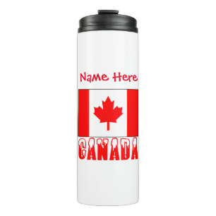 Garrafa Térmica Bandeira Canadense Vermelha Personalização Canada