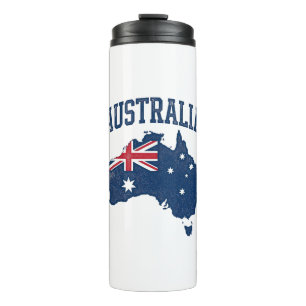 Garrafa Térmica Bandeira da Austrália Mapa Gráfico Antigo Maltrata