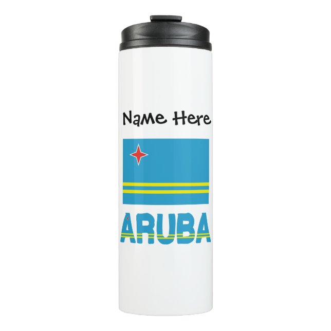 Garrafa Térmica Bandeira de Aruba e Aruban Personalizada (Frente)
