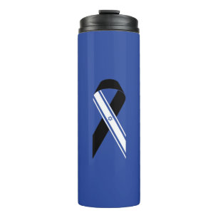 Garrafa Térmica bandeira de Israel fita preta memorial azul