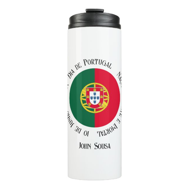 Garrafa Térmica Bandeira de Portugal para feriado no Dia de Portug (Frente)