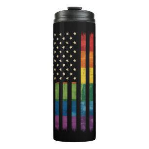 Garrafa Térmica Bandeira do Arco-íris Destruída Pride EUA América