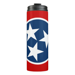 Garrafa Térmica Bandeira do Estado do Tennessee Azul Estrelas Bran
